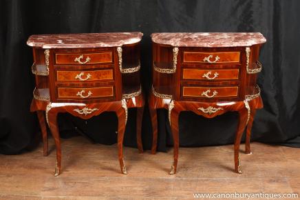 Pair French Empire Bedside Chests Nightstands Tables